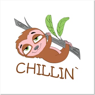 Funny Cute Chillin` Sloth Posters and Art